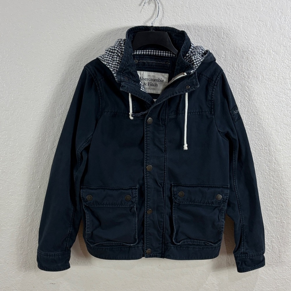 Abercrombie & Fitch Navy Hooded Men's Jacket,Size L. - Picture 3 of 17